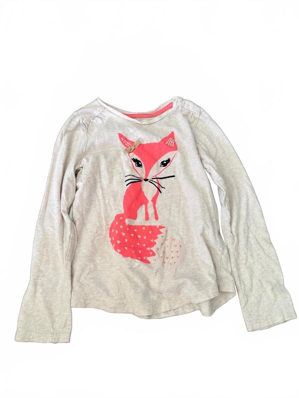 Gymboree Girls Size 6 Long Sleeve Fox Graphic Shirt